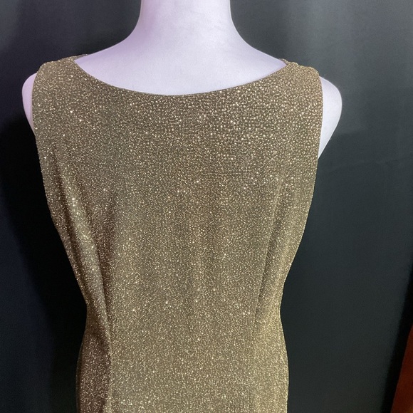 Donna Ricco Vintage  ( 90’s ) Gold Cowl Neck Sheath Dress - Picture 7 of 12